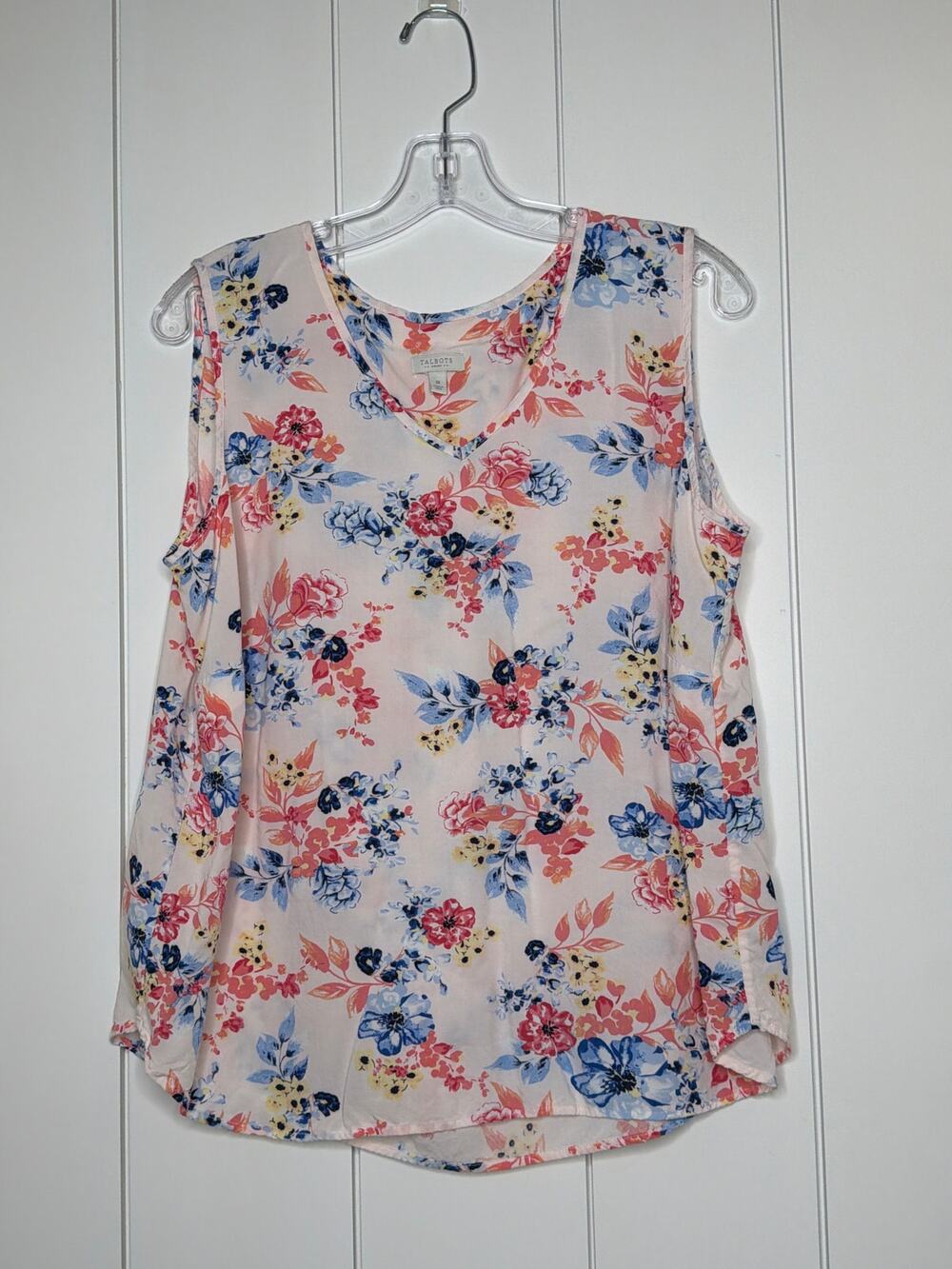 Talbots Sleeveless Floral Blouse Women’s 1X – Pleated Front, Lightweight Top